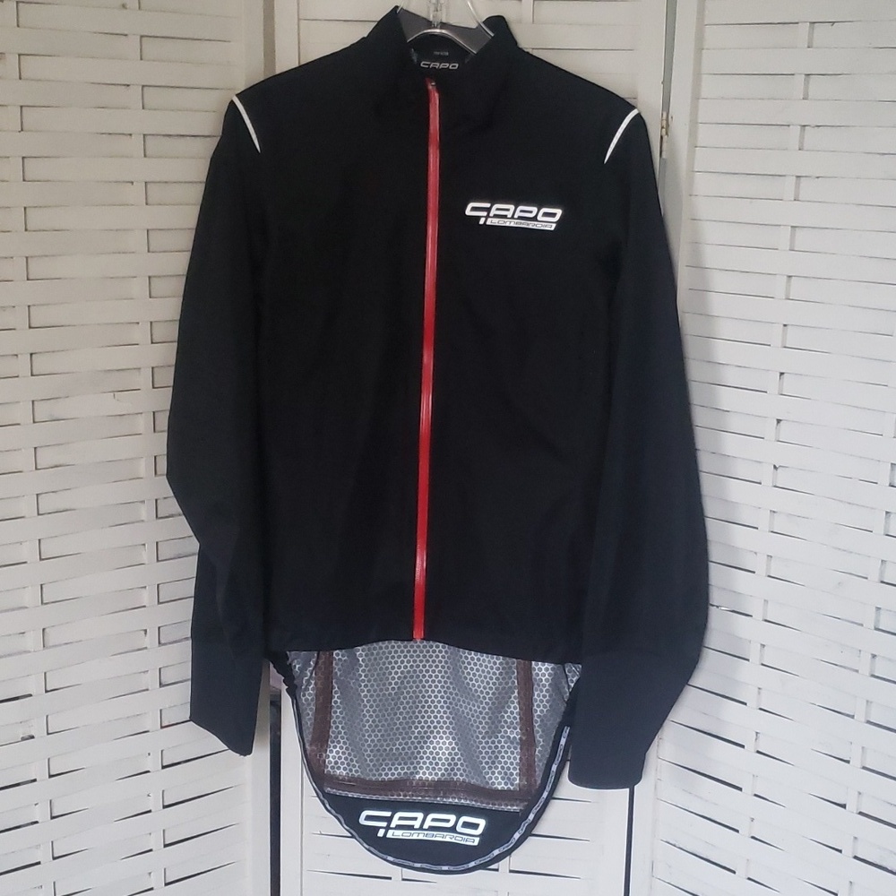 Capo Lombardia L black long tail/pocket cycling woman rain jacket jacket size L